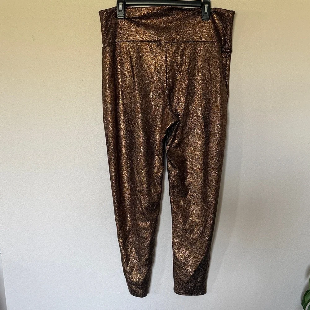Chic Soul Metallic Gold Leggings, 3X